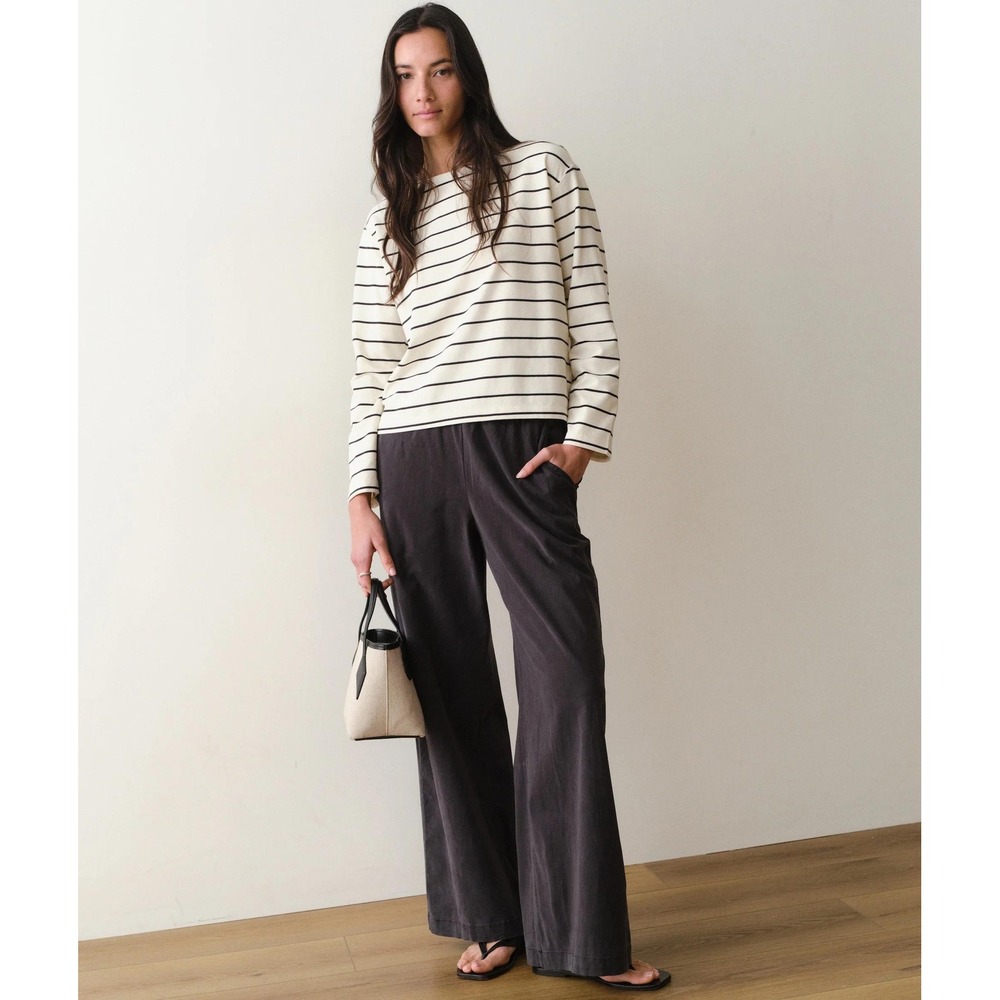 Marine Layer Allison Twill Trouser Faded Black Size L/P New With Tags